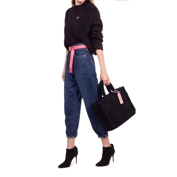 COCCINELLE Never Without Tote Faux Fur Wool Top Handle Tote Never Full Handbag - Picture 1 of 10